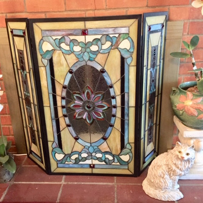 Stained glass fire screen