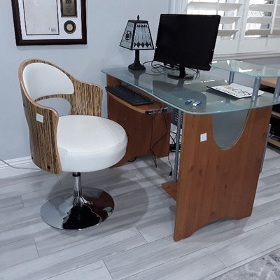 GLASS DESK WITH CHAIR