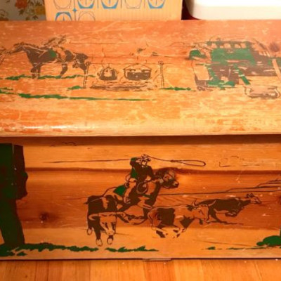 Vintage cowboy toy chest