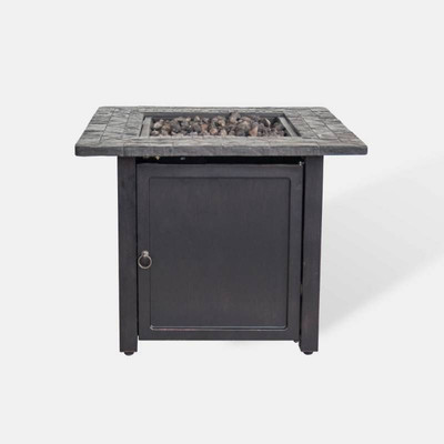 Rocksprings 30 Wide Square Fire Table - Black - Th ...