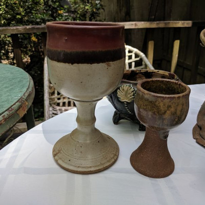 Salt glaze stoneware goblets