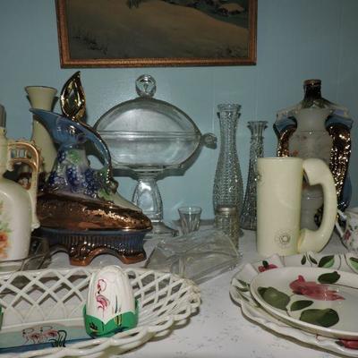 vintage porcelain and glassware