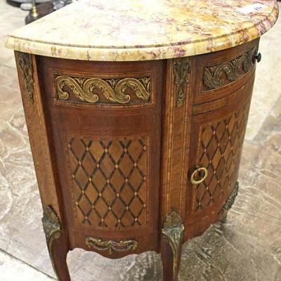  ANTIQUE French Demilune Inlaid Marble Top Chest

Auction Estimate $200-$400 â€“ Located Inside 