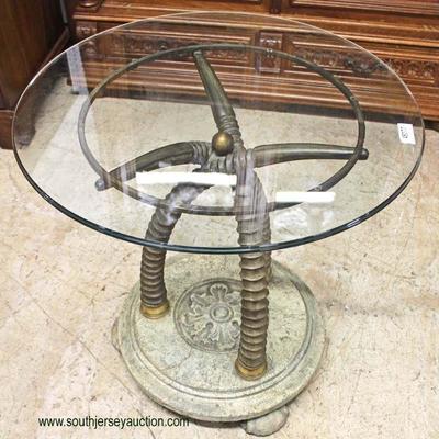  EXOTIC Rams Horn Glass Top Lamp Table

Auction Estimate $100-$300 â€“ Located Inside 