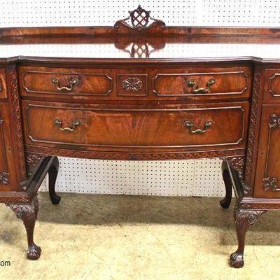  BEAUTIFUL SOLID Burl Mahogany Ball and Claw Chippendale Style

with Back Splash Sideboard sold by â€œHathawayâ€™s New Yorkâ€

Auction...