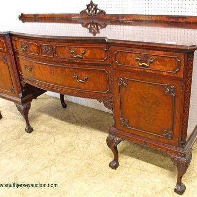  BEAUTIFUL SOLID Burl Mahogany Ball and Claw Chippendale Style

with Back Splash Sideboard sold by â€œHathawayâ€™s New Yorkâ€

Auction...