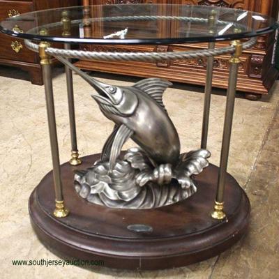  VERY NICE Nautical Limited Edition â€œHemingwayâ€ Sword Fish Glass Top Lamp Table

Auction Estimate $200-$400 â€“ Located Inside 