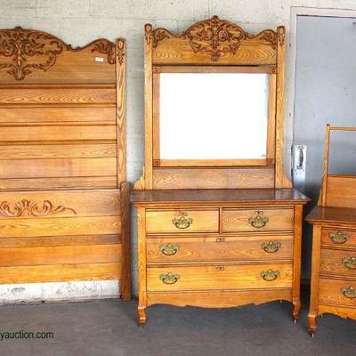  ANTIQUE Oak 3 Piece High Back Bedroom Set with Full Size Bed

Auction Estimate $200-$500 â€“ Located Dock 