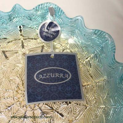  Made in Turkey â€œAzzurraâ€ Tagged %100 Genuine Silver 8 Â½â€ Decorator Teal and Brown Decorated Glass Bowl

Auction Estimate $50-$100...