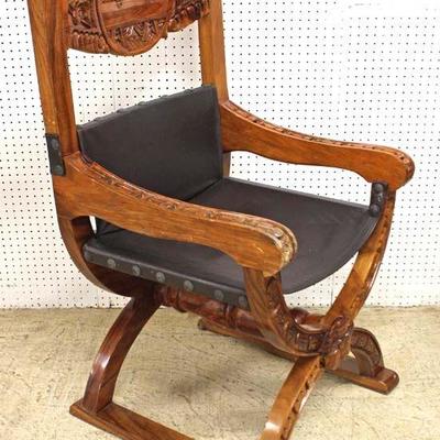  PAIR of â€œXâ€ Frame Director Style Hand Carved Arm Chairs

Auction Estimate $200-$400 â€“ Located Inside 