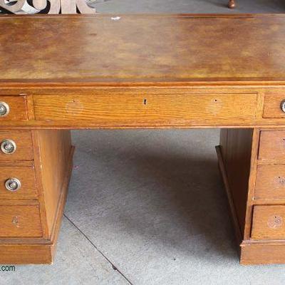  ANTIQUE Oak Flat Top Leather Top Desk

Auction Estimate $100-$300 â€“ Located Dock 