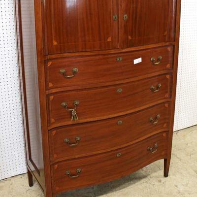  ANTIQUE Mahogany Inlaid and Banded Double Bonnet Top High Chest with Keys attributed to Flint Horner Furniture

Auction Estimate...