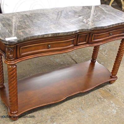  NEW Burl Mahogany Marble Top 2 Drawer Sofa Table

Auction Estimate $100-$300 â€“ Located Inside 