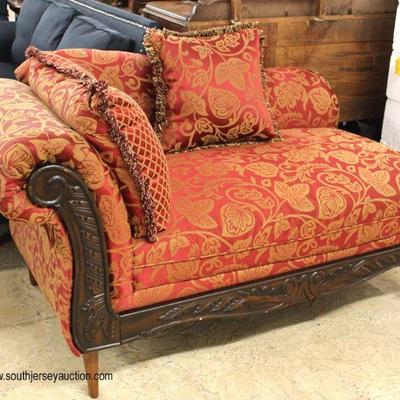  NEW Upholstered Mahogany Frame Chaise Lounge with Decorator Pillows

Auction Estimate $100-$300 â€“ Located Inside 