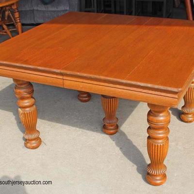  NICE ANTIQUE SOLID Oak Dining Room Table with 4 Original Self Storing Leaves â€“ Nice Beefy Turn Legs

Auction Estimate $200-$400 â€“...
