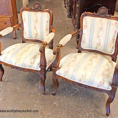  PAIR of French Style Mahogany Frame Arm Chairs

Auction Estimate $100-$200 â€“ Located Inside 