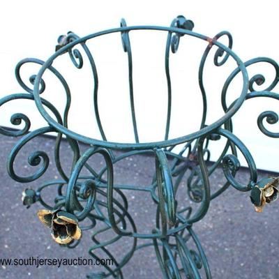  Pair of Outdoor Metal 2 Tier Flower Planters with Hand Painted Decorative Flowers

Auction Estimate $200-$400 each â€“ Located Out Front 