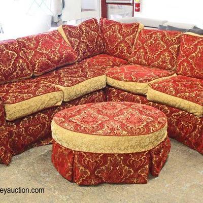  Decorator Upholstered Sectional with Round Ottoman

Auction Estimate $100-$300 â€“ Located Inside 