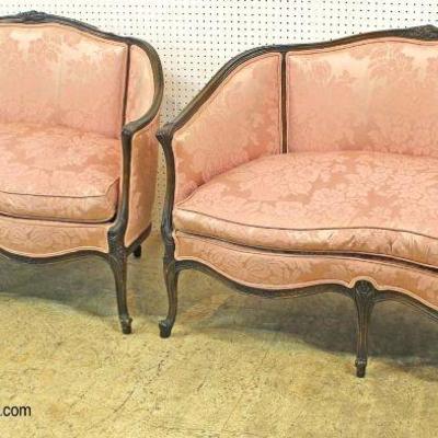  PAIR of VINTAGE Upholstered Mahogany Frame Loveseats

Auction Estimate $300-$600 â€“ Located Inside 