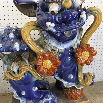  PAIR of Porcelain Foo Dogs  (approximately 30” high)

Auction Estimate $300-$600 – Located Inside 