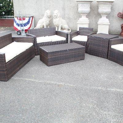  NEW 6 Piece All Weather All Season Weather Resistant Lounge Set with Lined Cushion Storage Boxes that Double as Tables

Early Bird...