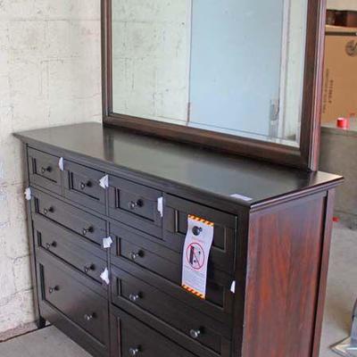  NEW Mahogany Finish Contemporary Low Chest with Mirror

Auction Estimate $200-$400 â€“ Located Inside 