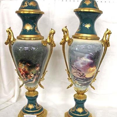 BEAUTIFUL PAIR of Antique Style Porcelain Urns in the manner of Serves

Auction Estimate $200-$400 â€“ Located Inside 