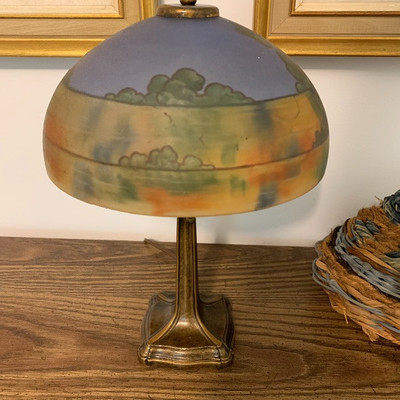 Antique reverse painted lamp