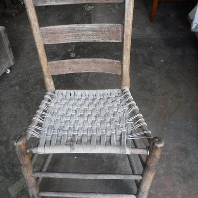 Vintage woven seat ladder back chair