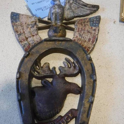 #Vintage iron wall decor featuring an Eagle, moose, ...