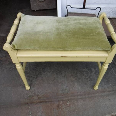 Vintage yellow settee bench with cushion