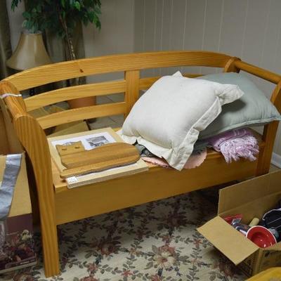 Wooden Bench, Pillows