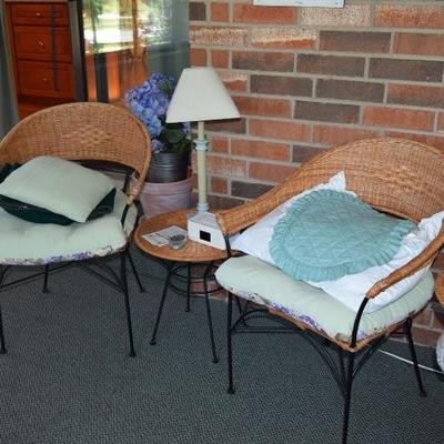 Woven Wood Chairs, Small Table
