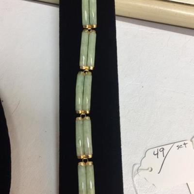 14kt Gold Jade Bracelet/Earring Set