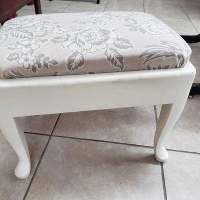 White Padded Stool with little Birdie Print
