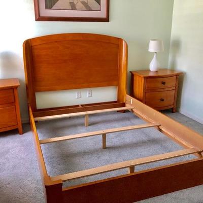 - "Wing" Maple 4 Piece Queen Bedroom Set - $405
	Headboard & Frame - $125 (64W  87L  53-1/2H)
	Double Dresser w/Mirror -...