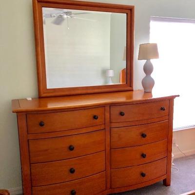 - "Wing" Maple 4 Piece Queen Bedroom Set - $405
	Headboard & Frame - $125 (64W  87L  53-1/2H)
	Double Dresser w/Mirror -...