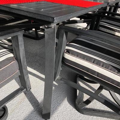 - Black Metal Lanai Table w/6 Chairs & Cushions - $150
          (42W  75L  29H) 
