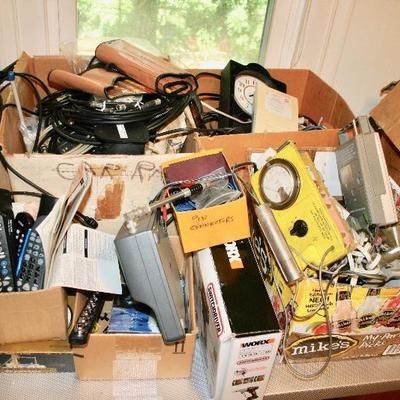 Look at that great boxes of old used full electronic testing equipment & More You'll never know when you will need a  RADIOLOGICAL SURVEY...