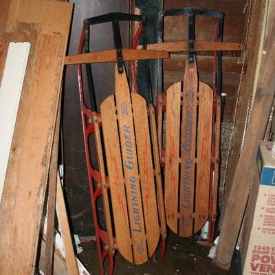 2 Vintage Lighting Guider Down Hill Sleds 