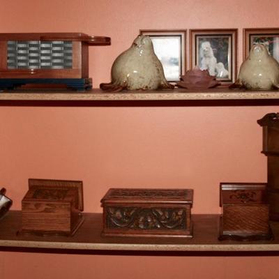 Collection of Hand Craved Wooden Dresser Boxes 
