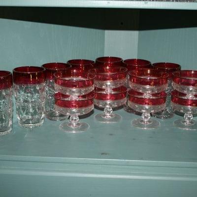 Cranberry to Clear Drinking Glasses and Sherbets 