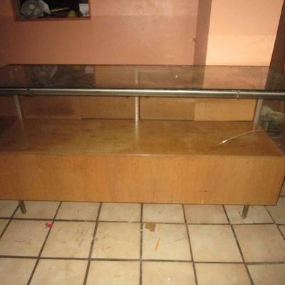 Glass Front Wood CounterTop Display Cabinet