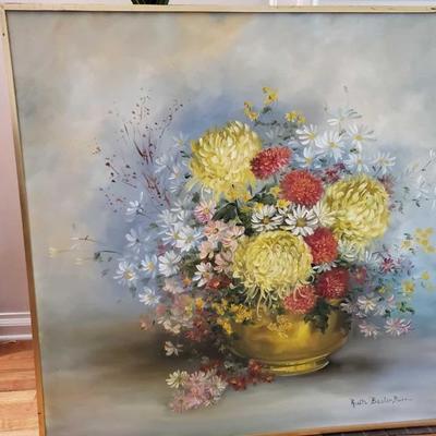 409
Flower Original Painting
This is a large painting tall is why signed by artist  Ruth Basler Burr with paperwork