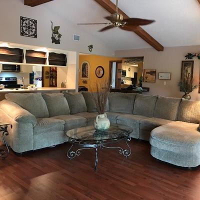Large sectional with Recliner and built in chase Wedge is 67