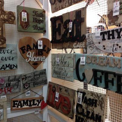 Handmade wood signs by local artist