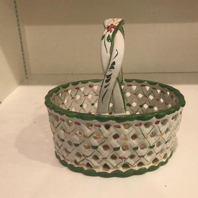 Hand-painted porcelain basket