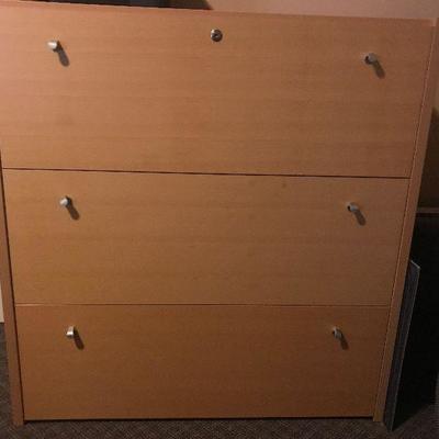 Three-drawer lateral file cabinet