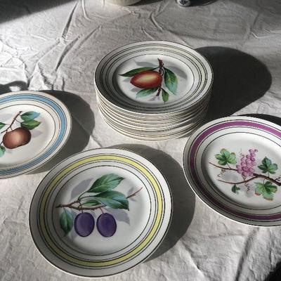 Set of 12 vintage dessert plates with fruit motif