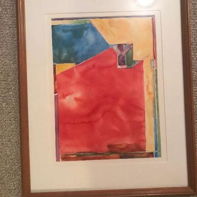 Abstract watercolor signed by artist (Wm Wright)